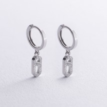 Earrings - rings with diamonds (white gold) 335111121 Onyx
