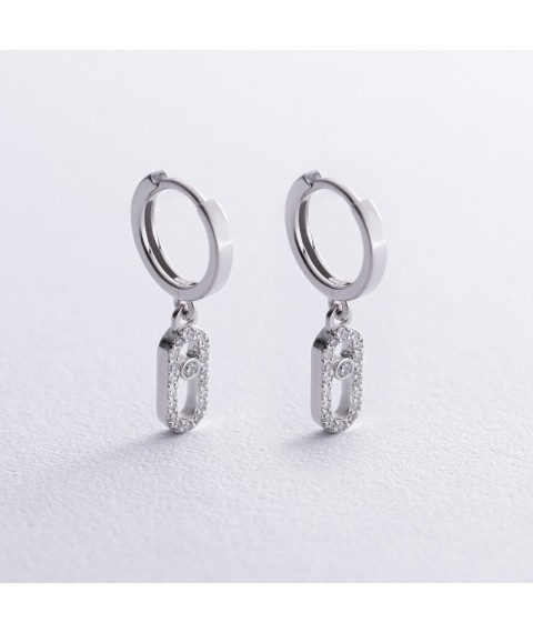 Earrings - rings with diamonds (white gold) 335111121 Onyx