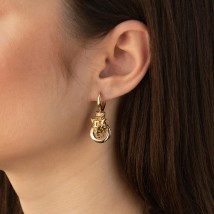 Earrings "Panther" in yellow gold (cubic zirconia) s08595 Onyx
