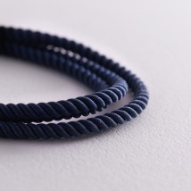Шелковый синий шнурок с гладкой серебряной застежкой (3мм) 18397 Онікс  55