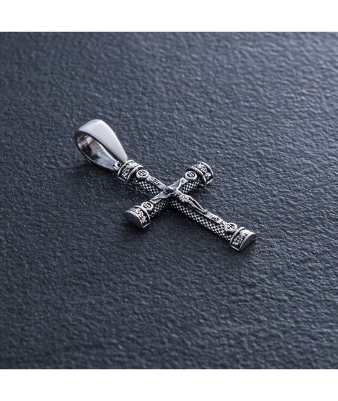 Silver cross "Crucifixion. Save and Preserve" (in Ukrainian) kdu-26 Onix