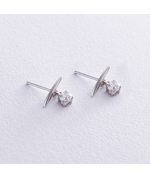 Срібні сережки - пусетами "Естер" з фіанітами 123219 Онікс
