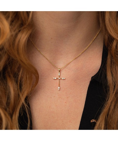 Gold necklace "Cross" with diamonds flask0084ca Onix 45
