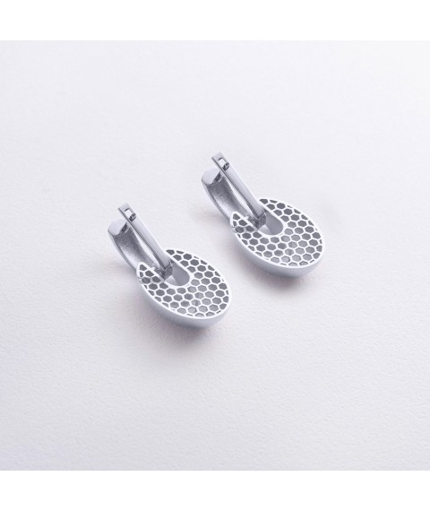 Серьги "Melaine" в белом золоте с09153 Онікс