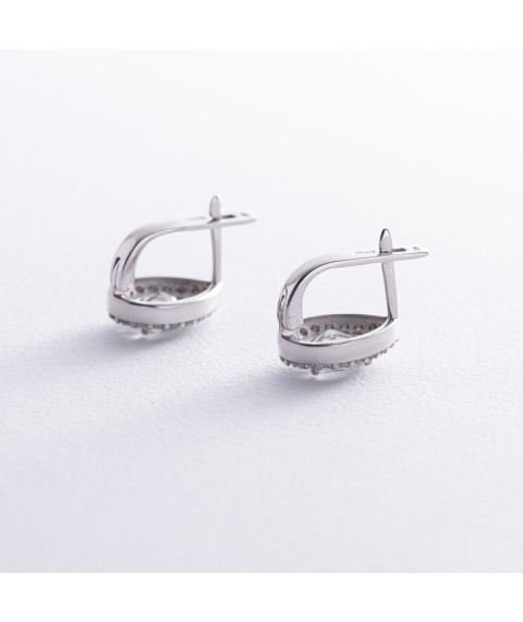 Срібні сережки "Крапельки" з кварцом і фіанітами GS-02-004-6410 Онікс