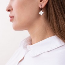 Gold earrings "Clover" s07430 Onyx