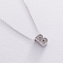 Necklace with the letter "B" in white gold (cubic zirconia) count01329B Onyx 45