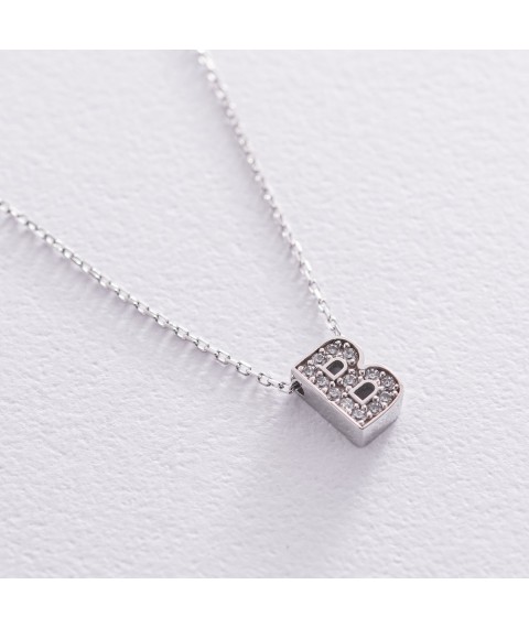 Necklace with the letter "B" in white gold (cubic zirconia) count01329B Onyx 45