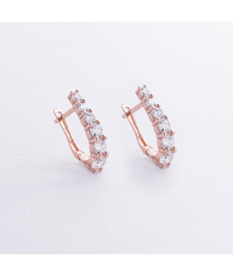 Gold earrings with cubic zirconia s08909 Onyx