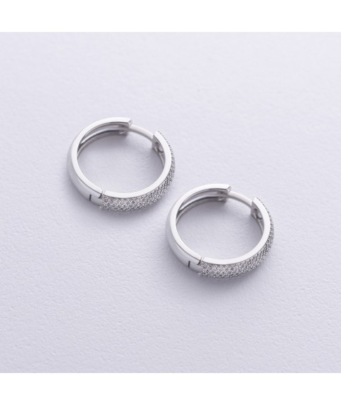 Earrings - rings with diamonds (white gold) 331001121 Onyx