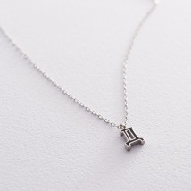 Серебряное колье с буквой Д 18962ч Онікс  43