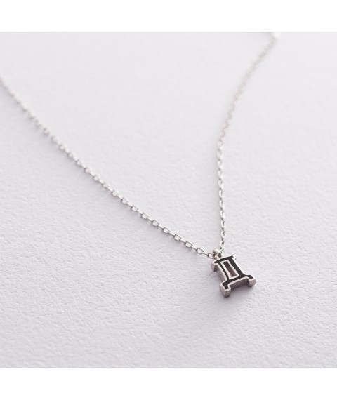 Серебряное колье с буквой Д 18962ч Онікс  43