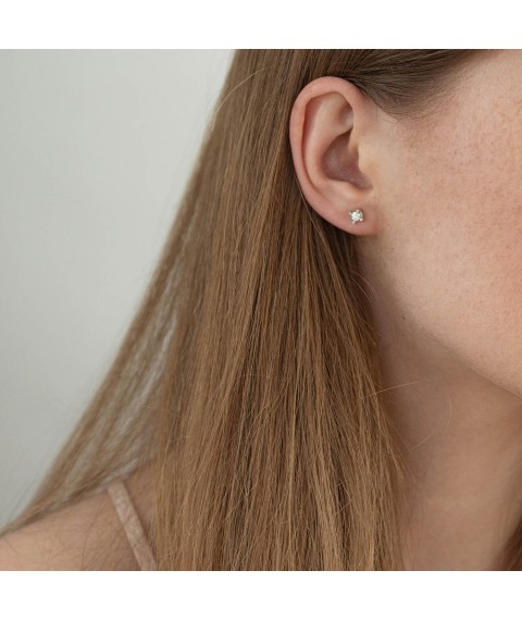Gold earrings - studs with diamonds s2723 Onyx