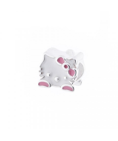 Серебряный шарм "Hello Kitty" (эмаль) 132541 Онікс