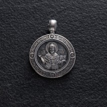 Серебряная подвеска "Св. Николай Чудотворец" с чернением 132987 Онікс