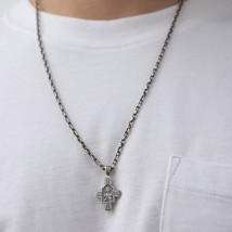 Срібний православний хрестик "Господь Вседержитель. Великомученик Пантелеймон Цілитель" 131922 Онікс