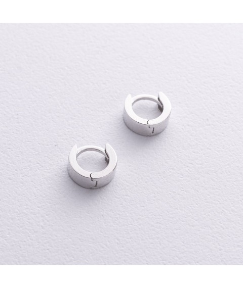 Сережки - кільця у білому золоті mini с08820 Онікс