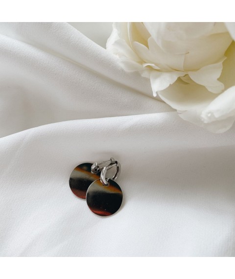 Gold earrings Large coins s06508 Onyx