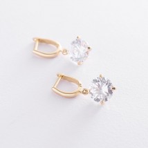 Earrings "Attraction" with cubic zirconia in yellow gold s05703f Onyx