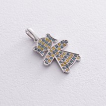 Gold pendant "Ukrainian girl" with diamonds 137811123 Onyx