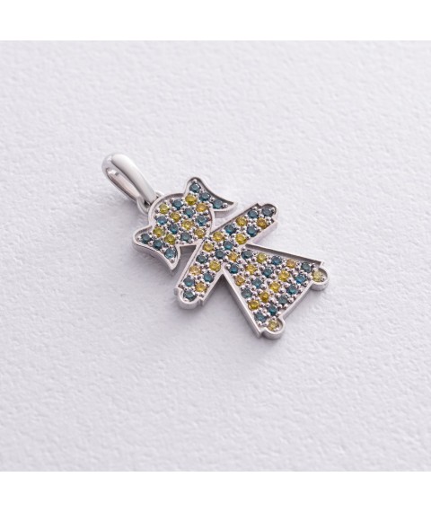 Gold pendant "Ukrainian girl" with diamonds 137811123 Onyx