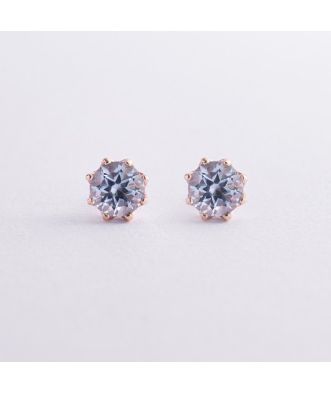 Gold stud earrings with topaz s06308 Onyx