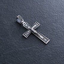 Серебряный крест "Розп'яття. Спаси і Збережи" кду-18 Онікс