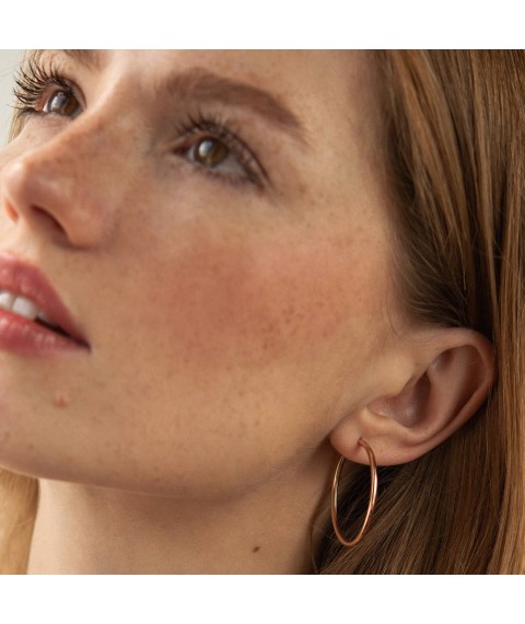 Earrings - rings in red gold (3.2 cm) s04038 Onyx