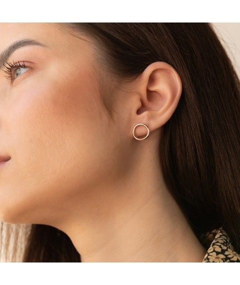 Gold earrings "Cycle" (1.25 cm) s06682 Onyx