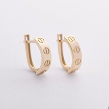 Сережки "Love" у жовтому золоті с09343 Онікс