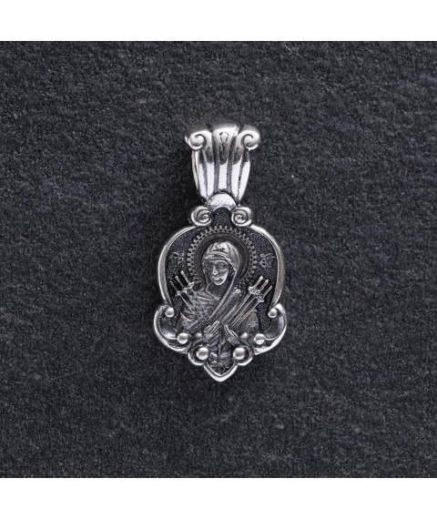 Silver amulet "Mother of God of Seven Shoots" 133048 Onyx