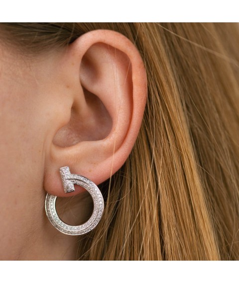 Earrings - studs "Evelyn" in white gold (diamonds) sb0488m Onyx