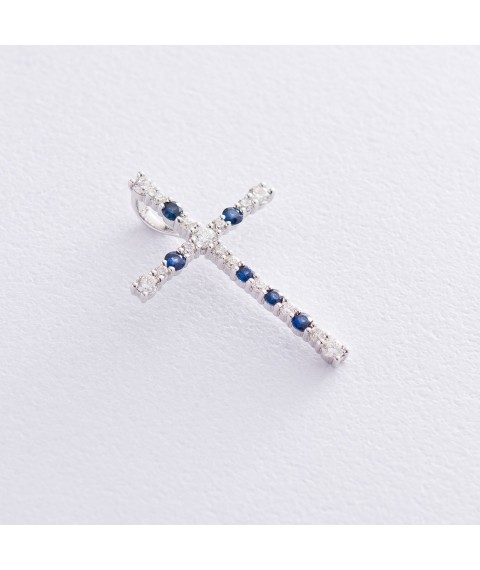 Gold cross with diamonds and sapphires p161A1 Onyx