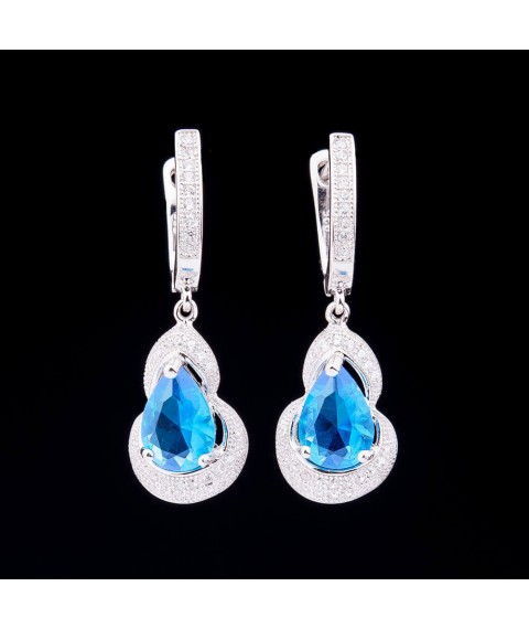 Earrings with blue cubic zirconia s032 Onyx