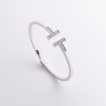 Rigid bracelet in white gold (cubic zirconia) b02318 Onyx