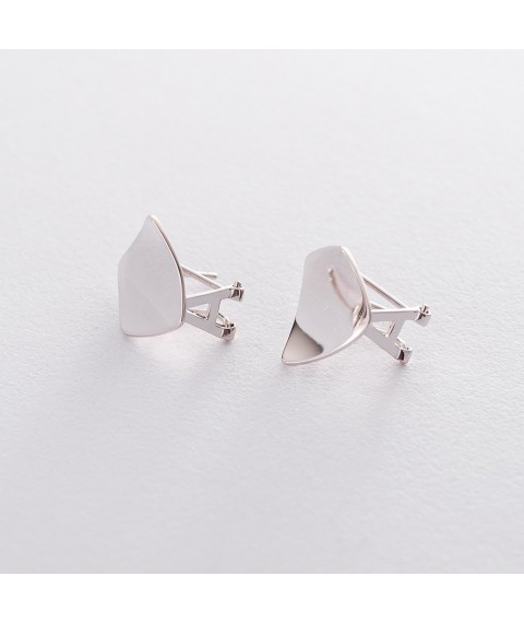 Silver earrings in minimalist style 122504 Onyx