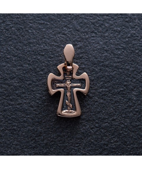 Golden cross "Crucifixion. Save and Preserve" p02665 Onyx