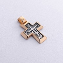 Серебряный православный крестик с позолотой 131757 Онікс
