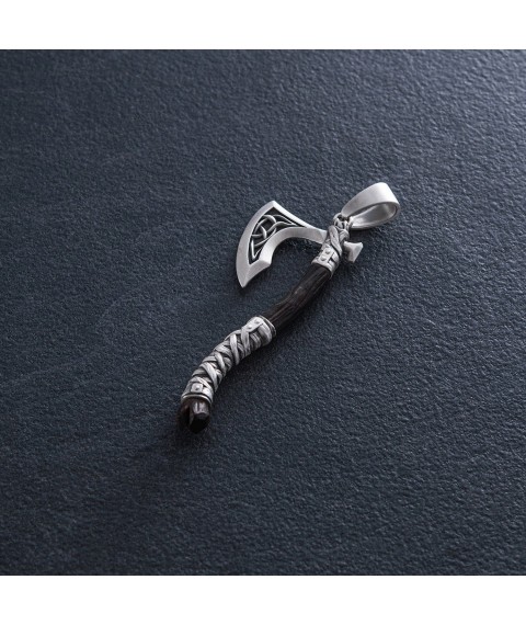 Silver pendant "Axe of Perun" with ebony 1124 Onyx