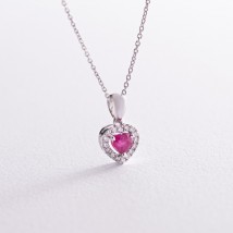 Gold necklace "Heart" with diamonds and ruby ​​flask0096di Onix 42