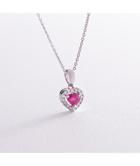 Gold necklace "Heart" with diamonds and ruby ​​flask0096di Onyx