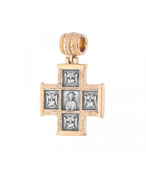 Срібний хрест «Господь Вседержитель. Великомученик Пантелеймон зі сценами житія » 132302 Онікс