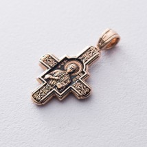 Золотой крест «Господь Вседержитель. Великомученик Пантелеимон Целитель» п01876 Онікс