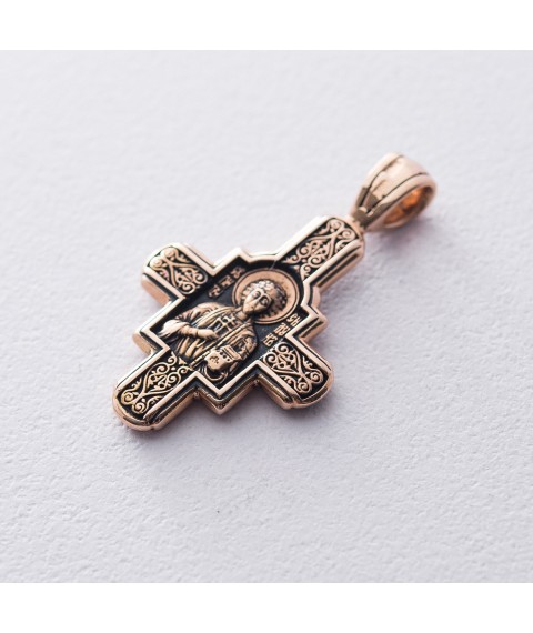 Golden cross “Lord Almighty. Great Martyr Panteleimon the Healer" p01876 Onyx