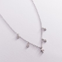 Silver necklace "Cross" with cubic zirconia 181176 Onix 39