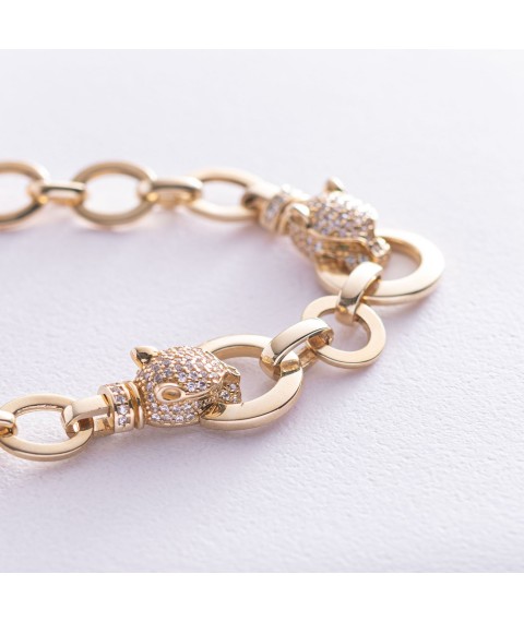 Bracelet "Panther" in yellow gold (cubic zirconia) b04064 Onyx 19