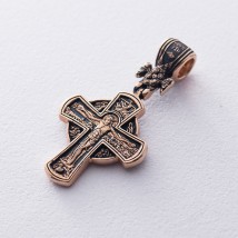 Золотой православный крест с чернением "Распятие. Рождество Христово" п02647 Онікс