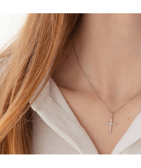 Cross in white gold with diamonds 18171121 Onyx