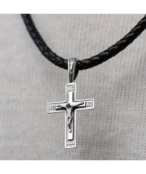 Срібний хрест з чорнінням 132728 Онікс