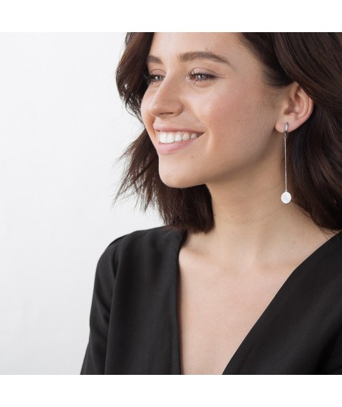 Earrings "Coins" in white gold s06392 Onyx